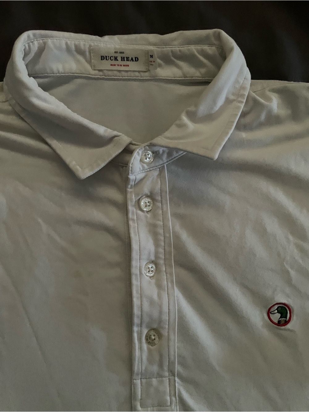 Duck Head Men’s White Polo with Small Embroidered Duck Logo